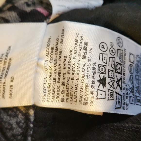 Levi’s Leggings Jeans Black Geometric Aztec Zig Zag Pattern Women’s Skinny Denim - Picture 9 of 9